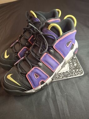 Nike Air More Uptempo Black Purple Yellow Sneakers